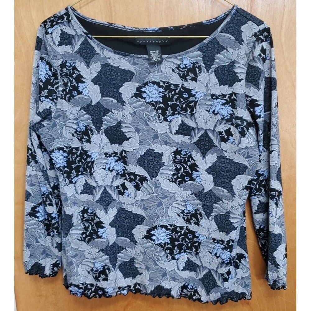 Apostrophe lined floral top MEDIUM purple black gray
